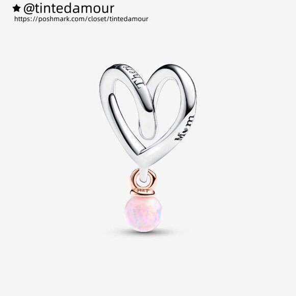 Pandora Two-tone Wrapped Heart Charm|Pendant|Two-tone - Picture 1 of 2